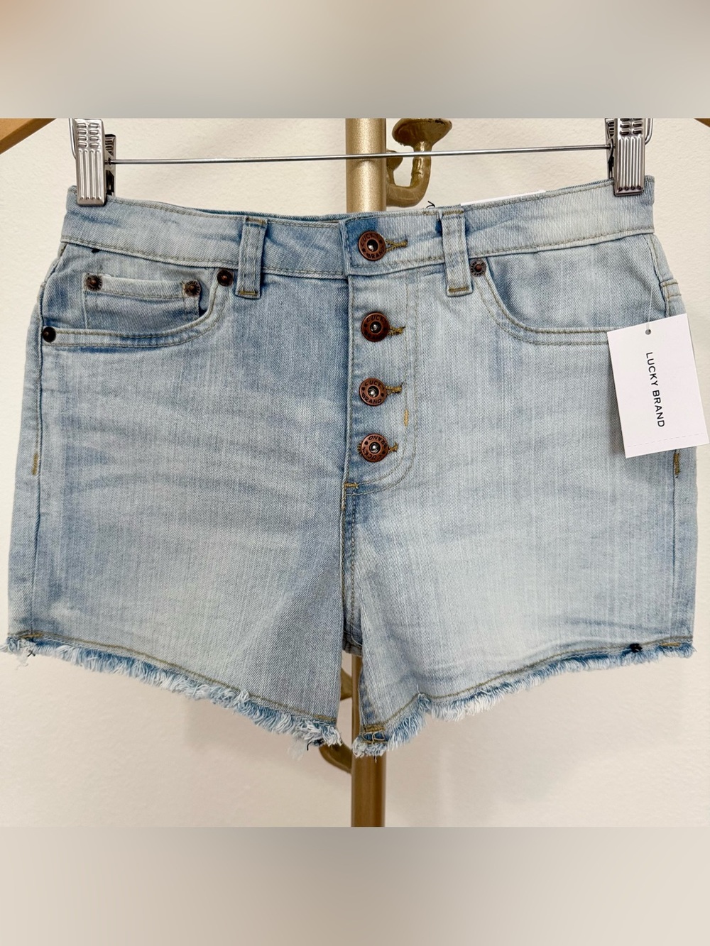 Lucky Brand Light Wash High Waist Slim Fit Stretch Frayed Girl’s Denim Shorts